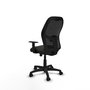 Silla de oficina Alocén con mecanismo Sincro/Traslack tapizada con Tela color Negro. Equipada con lumbar 1D, Brazos 1D y Ruedas de nailon 50 mm