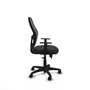 Silla de oficina Alocén con mecanismo Sincro/Traslack tapizada con Tela color Negro. Equipada con lumbar 1D, Brazos 1D y Ruedas de nailon 50 mm