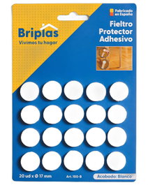 BRIPLAS Fieltro Adhesivo Redondo 17 mm Blanco (20 Unidades)