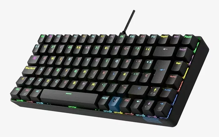 Hiditec GKE010006 GM1K Teclado Gaming Mecánico Inalámbrico 75% Triple Conectividad Hot-Swap Gateron Brown RGB QWERTY Español Negro