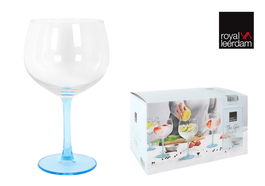 Inde Copas Gin Tonic - Set de 6 unidades, 65 cl cada una, con pie azul, 19 cm de alto