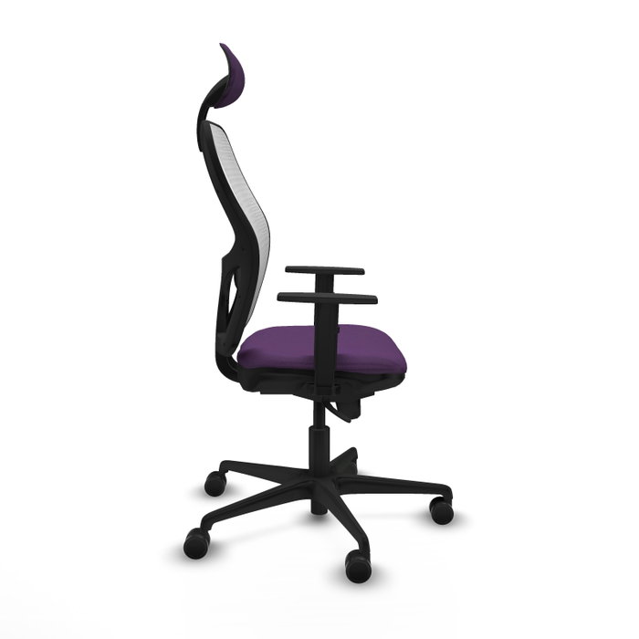 PIQUERAS Y CRESPO Silla de oficina Jorquera con mecanismo Sincro, Tela Morada y Malla Blanca