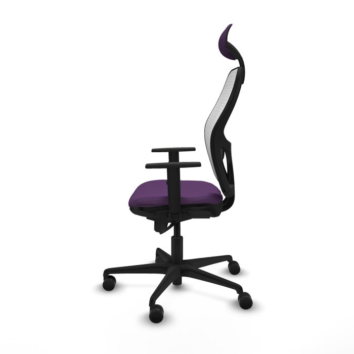 PIQUERAS Y CRESPO Silla de oficina Jorquera con mecanismo Sincro, Tela Morada y Malla Blanca