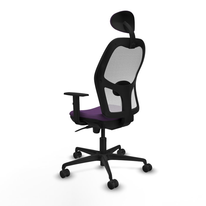 PIQUERAS Y CRESPO Silla de oficina Jorquera con mecanismo Sincro, Tela Morada y Malla Blanca