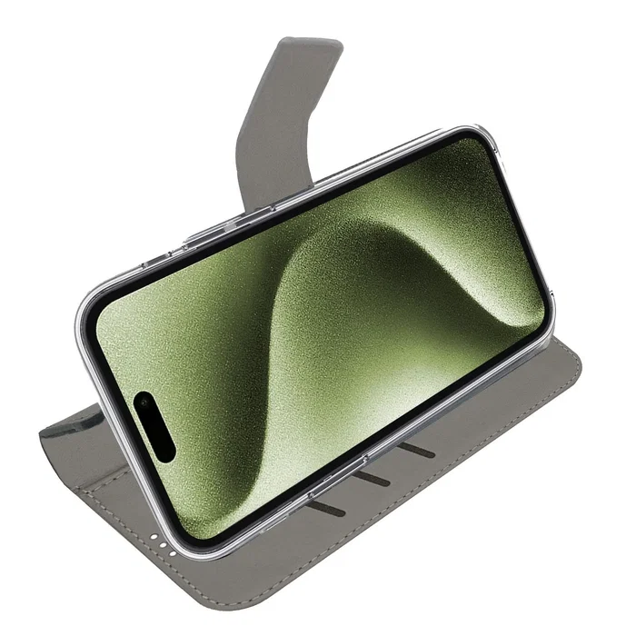 Celly WALLY Funda Cartera para iPhone 17, 16 cm (6.3"), Negro, Imitación Piel con Soporte de Sobremesa y 3 Bolsillos para Tarjetas