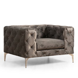 Atelier Del Sofa Sillón de Orejas Antracita, Tejido 100% Poliéster, Patas Metal Cromado, 108x90x70 cm