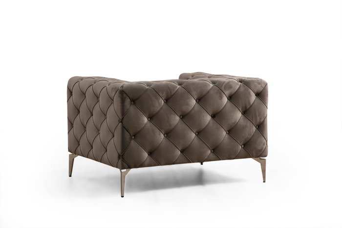 Atelier Del Sofa Sillón de Orejas Antracita, Tejido 100% Poliéster, Patas Metal Cromado, 108x90x70 cm
