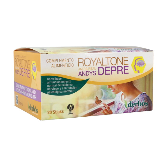 Derbós Royaltone Andys Depre Royal Jelly con Biotina 20 sticks - Complemento alimenticio para sistema nervioso Derbós Royaltone Andys Depre Royal Jelly con Biotina 20 sticks - Complemento alimenticio para sistema nervioso
