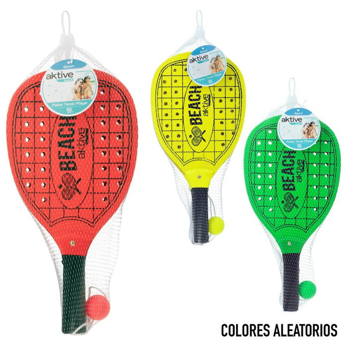 Palas de Playa con Pelota Aktive 20 x 40 cm (12 Unidades) Palas de Playa con Pelota Aktive 20 x 40 cm (12 Unidades)