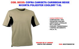 Cofra Camiseta Caribbean Beige Manga Corta Cooldry T-XL