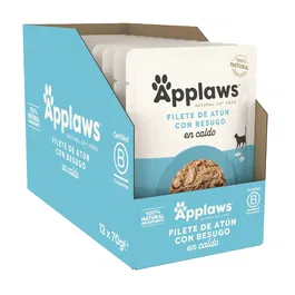 Applaws Comida Húmeda para Gatos Sobres Atún y Besugo en Caldo 12x70 gr