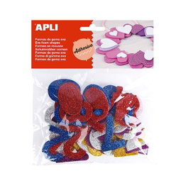 Apli 50 Formas Adhesivas de Goma Eva con Números y Purpurina