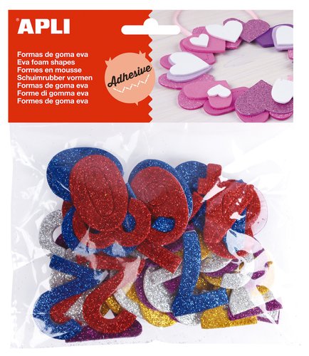 Apli 50 Formas Adhesivas de Goma Eva con Números y Purpurina Apli 50 Formas Adhesivas de Goma Eva con Números y Purpurina