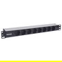 Intellinet PDU de Rack 19" 1U Horizontal, Regleta de Alimentación 8 Tomas EU Tipo F, Cable 1.8m, Montaje Rack, Aluminio Negro, Certificado UL