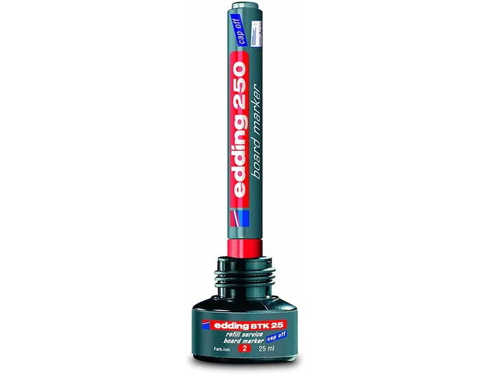 Edding BTK-25 Tinta Recambio Rotulador Pizarra Blanca Color Rojo Bote 25 ml