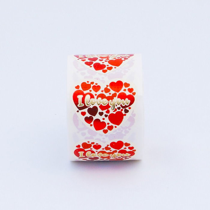 Basics Etiquetas adhesivas corazón i love you, 250 uds, 45 x 40 mm