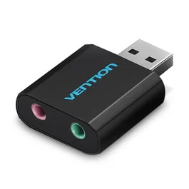Vention VAB-S17-B Tarjeta de Audio Externa USB 2.1 Canales para PC y PS4 - Chip Reducción de Ruido, Conector Auriculares + Micrófono