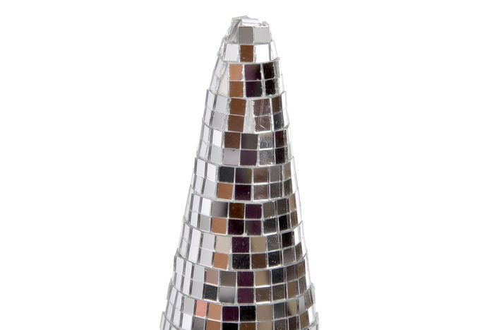 DKD Home Decor Cono Navidad Moderna Plateado 30 x 10 cm