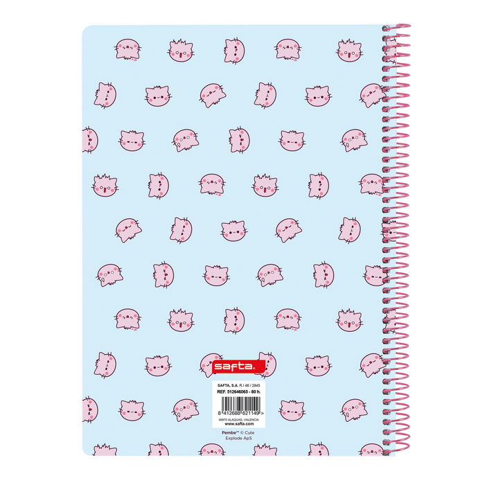 Carpeta de anillas Pembe The pink cat Multicolor 15.5 x 22 x 1 cm