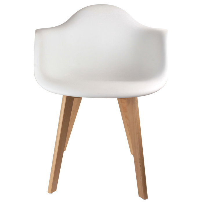Home Deco Factory Butaca Blanca de Madera y Polipropileno Confortable 62x59,5 cm