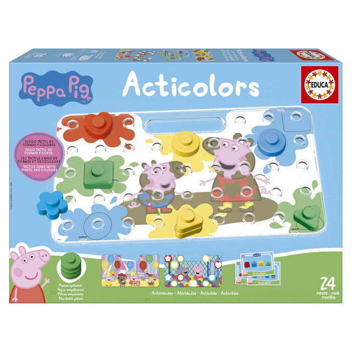 Educa Acticolors Peppa Pig - Juego educativo de apilar fichas de colores y formas Educa Acticolors Peppa Pig - Juego educativo de apilar fichas de colores y formas