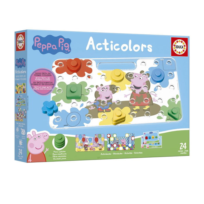 Educa Acticolors Peppa Pig - Juego educativo de apilar fichas de colores y formas Educa Acticolors Peppa Pig - Juego educativo de apilar fichas de colores y formas