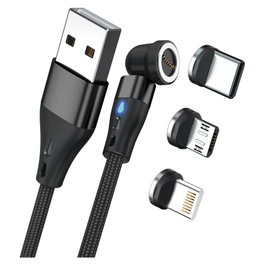 Realpower RealPower MagneticCharge3 Cable USB Magnético de 1m con adaptadores, Negro