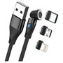 Realpower RealPower MagneticCharge3 Cable USB Magnético de 1m con adaptadores, Negro