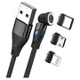 Realpower MagneticCharge 3 Cable Magnético 1 m, 3 Amp USB A Negro con Adaptadores