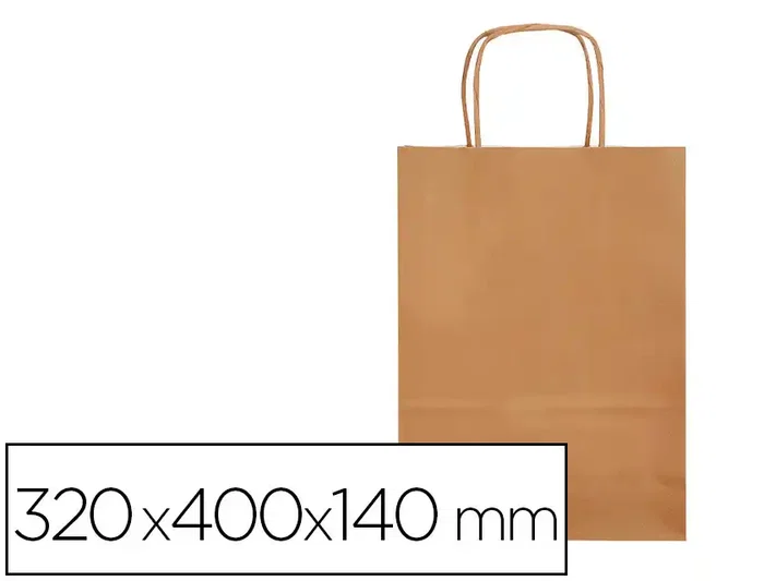 Q-connect Bolsa Papel Kraft Liso Asa Retorcida L 320x400x140 mm Natural 25 Unidades Q-connect Bolsa Papel Kraft Liso Asa Retorcida L 320x400x140 mm Natural 25 Unidades