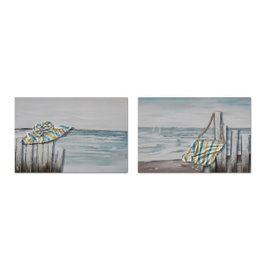 DKD Home Decor Cuadro Lienzo MDF Playa Surtido de 2 Unidades