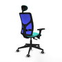 PIQUERAS Y CRESPO Silla de oficina Motilla con mecanismo Sincro/Traslack, Turquesa y Azul