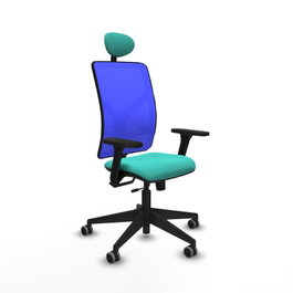 PIQUERAS Y CRESPO Silla de oficina Motilla con mecanismo Sincro/Traslack, Turquesa y Azul