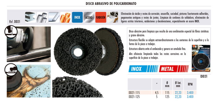 BLUE MASTER Disco Abrasivo de Policarbonato para Limpieza 115 mm BLUE MASTER Disco Abrasivo de Policarbonato para Limpieza 115 mm