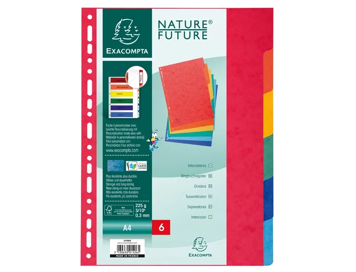 Exacompta Separadores Nature Future Cartulina Lustrada 225 gr A4 12 Posiciones Colores