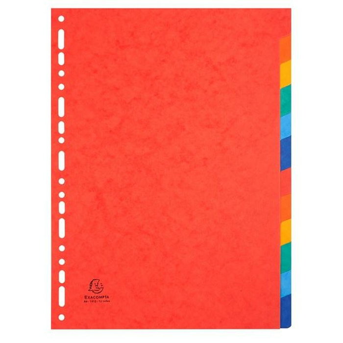 Exacompta Juego de 12 Separadores Multitaladro A4 en Cartulina de 225g Colores Surtidos Exacompta Juego de 12 Separadores Multitaladro A4 en Cartulina de 225g Colores Surtidos