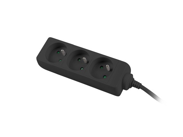 Lanberg Regleta de extensión 3x PL 3m negra