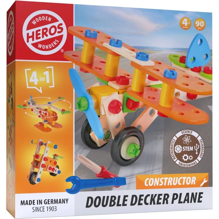 Heros Constructor Biplano de Madera 90 Piezas FSC +4 años HER4255870200081 Heros Constructor Biplano de Madera 90 Piezas FSC +4 años HER4255870200081