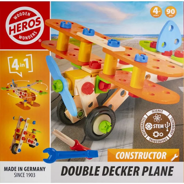 Heros Constructor Biplano de Madera 90 Piezas FSC +4 años HER4255870200081 Heros Constructor Biplano de Madera 90 Piezas FSC +4 años HER4255870200081