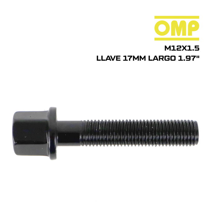 Omp Juego 4 Tornillos M12x1.5 Plano Largo 50 mm Llave 17 Negro Din 10.9 OMPS09641201