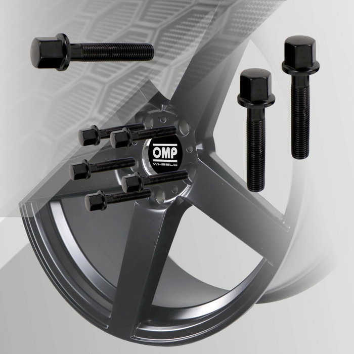 Omp Juego 4 Tornillos M12x1.5 Plano Largo 50 mm Llave 17 Negro Din 10.9 OMPS09641201