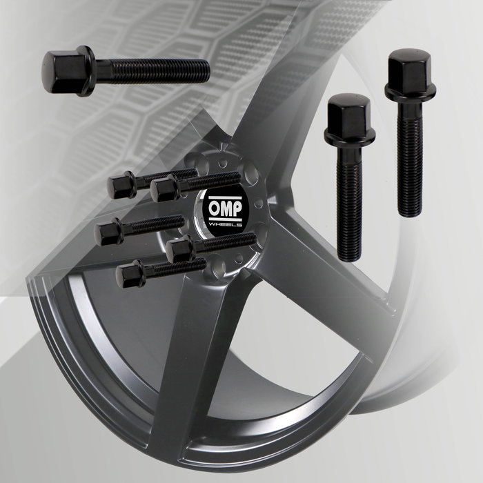 Omp Juego 4 Tornillos M12x1.5 Plano Largo 50 mm Llave 17 Negro Din 10.9 OMPS09641201