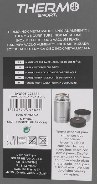 Thermosport Termo Comida Inox 750Ml 11,2x19,4x11,3Cm (6 Unidades)