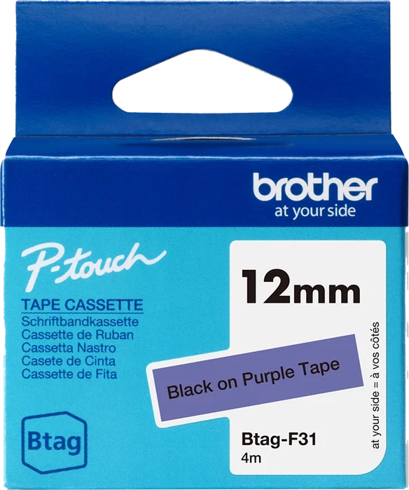 Brother Btag-F31 Cinta mecanográfica Negro sobre violeta Brother Btag-F31 Cinta mecanográfica Negro sobre violeta