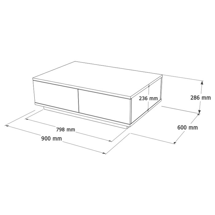 Hanah Home Mesa de Centro FR14-AW, Pino Atlántico y Blanco, Tablero de Partículas Melaminado, 90x60x28.6 cm