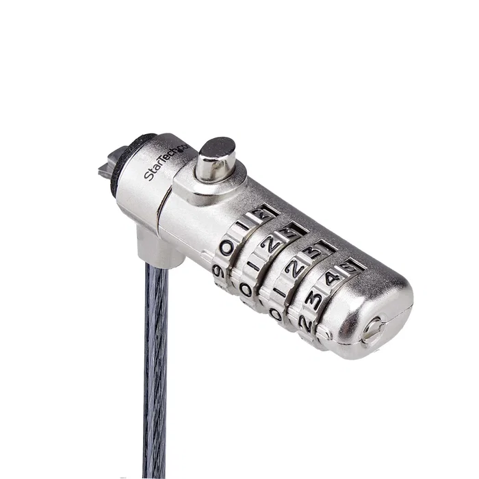 StarTech.com SSTDC4D-LAPTOP-LOCK Cable de Seguridad Antirrobo para Portátil - Cerradura de Combinación Kensington K-Slot, Cable de Acero 2m, Negro/Plata