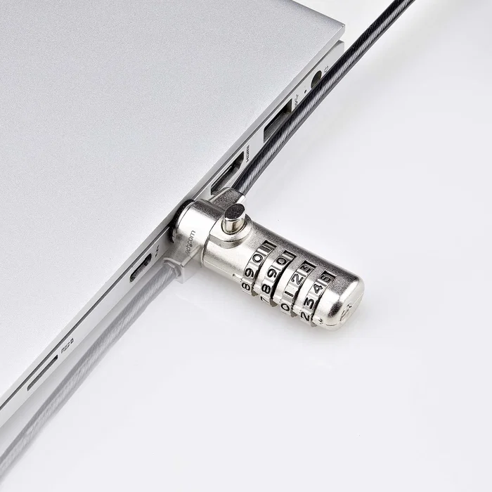 StarTech.com SSTDC4D-LAPTOP-LOCK Cable de Seguridad Antirrobo para Portátil - Cerradura de Combinación Kensington K-Slot, Cable de Acero 2m, Negro/Plata