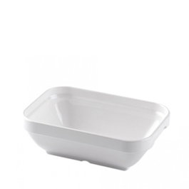AMC Politray Fuente Rectangular de Policarbonato, 17x11 cm, Capacidad 40 cl, Color Blanco (Set de 50)