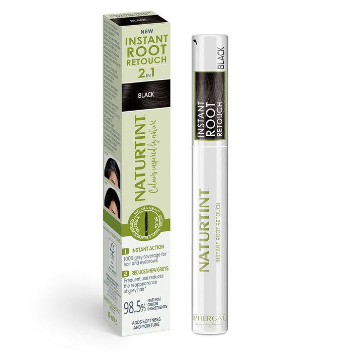 Naturtint INSTANT ROOT RETOUCH Retocador Temporal de Canas 2 en 1 Negro 10 ml