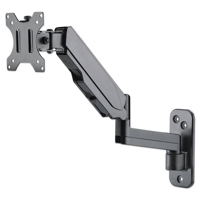 MANHATTAN Soporte de Pared con Gasdruckfeder y Brazo de 3 Pivotes para Monitores y TVs de 17" a 32" (43-81 cm), Compatible VESA 75x75 y 100x100 mm, Hasta 8 kg, Negro